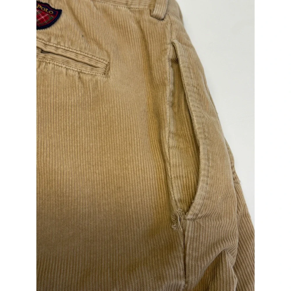 Vtg Polo Golf Ralph Lauren Corduroy Pants Mens 36 Tan Beige Pleated Straight Leg